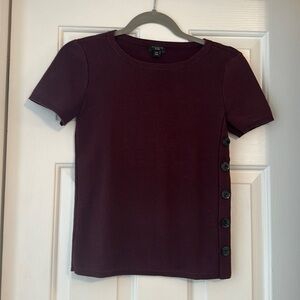 Ann Taylor factory cranberry wine color button detail short sleeve top XXS